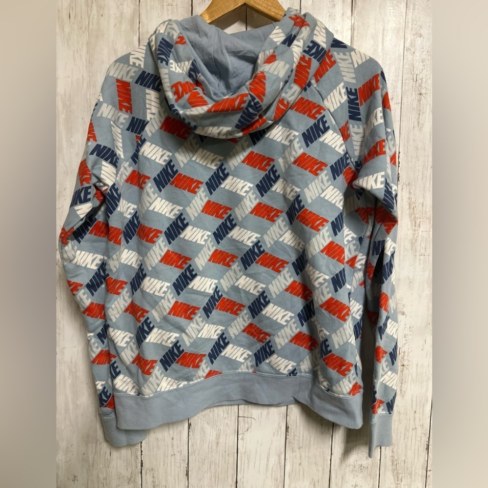 RARE Nike VTG 90s Multicolor NIKE Logo Pattern Hoodie Size M - Picture 3 of 6